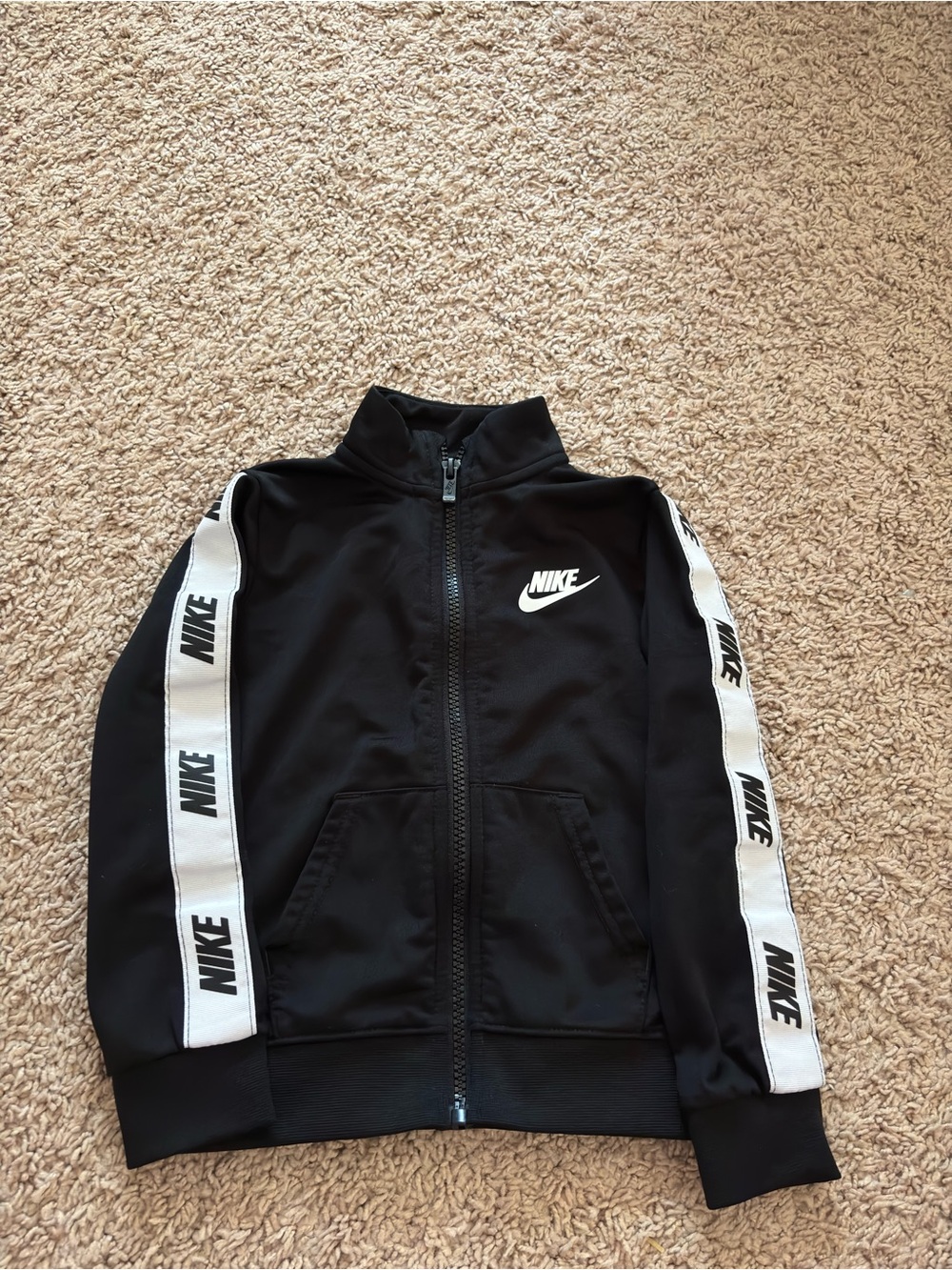 Nike Black Track Jacket with White Logo Stripe